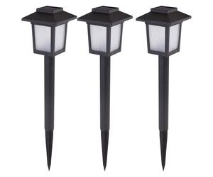 3x LED solaire plug-in lumières chemin de jardin rétro effet feu lanternes extérieures noir