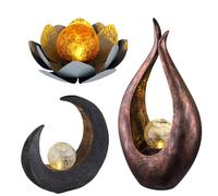 3x LED Solar Lampes d'extérieur bronze verre sphère jardin chemin sol lune croissant lampes debout noir brun