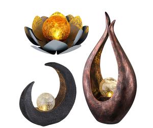3x LED Solar Lampes d'extérieur bronze verre sphère jardin chemin sol lune croissant lampes debout noir brun