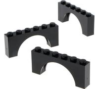 3x Lego pierre d'arc 1x6x2 noir arcs rond arc pont porte 330726 3307