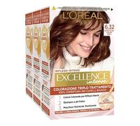 3x L'Oréal Paris Excellence Coloration Intense Permanente 6.32 Blond Foncé Marron Perlé Triple Traitement à l'Acide Hyaluronique - 3 Teintes