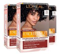 3x L'Oréal Paris Excellence Crème Universelle Nude Teinture Permanente Noir 1U Triple Traitement - 3 Nuances