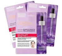 3x L'Oréal Paris Revitalift Filler Kit Masques en Tissu Repulpant Hydratant avec Acide Hyaluronique