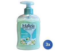 3X Malizia 300 ML Savon Liquide 1 Pz Au Musc Blanc