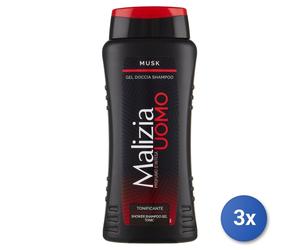 3X Malizia Douche/Shampooing 250 Ml. Homme Musk