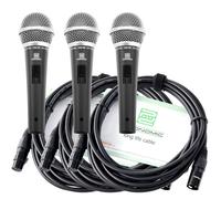 3x Microphone Micro Dynamique Professionel Sono Chant Karaoke DJ Set XLR Cable