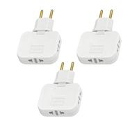 3x Multiprise Plate Derriere Meuble avec 3 Prises, Prise Extra Plate avec Tête Pivotante 180°, Multiprise Murale 16A/250V,Multiprise Murale avec Adaptateur EU-US