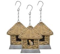 3x Nichoir Osier Rotin Jardin Terrasse Cage à Oiseaux Maison d'Oiseaux vidaXL