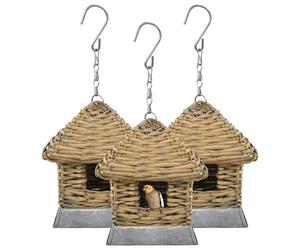 3x Nichoir Osier Rotin Jardin Terrasse Cage à Oiseaux Maison d'Oiseaux vidaXL