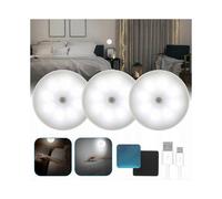 3x Night Lamp for Wardrobe with Motion Sensor Led Usb Charging Set