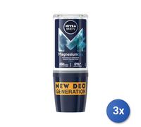 3X Nivea Déodorant Roll-On Homme 50 Ml. Magnesium Sec 83129