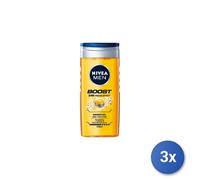 3X Nivea Douche Homme 250 Ml. Boost 24H Effet Frais