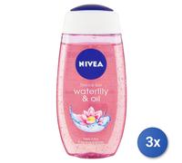 3X Nivea Eau De Lys & Huile Gel Douche Femme Corps Fleur 250 Ml