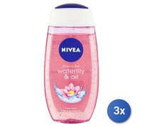 3X Nivea Eau De Lys & Huile Gel Douche Femme Corps Fleur 250 Ml