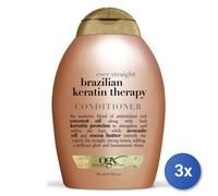 3X Ogx Après-Shampooing 385 ML. Lissage À La Kératine Brésilienne