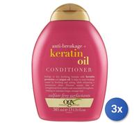 3X Ogx Après-Shampooing Pour Cheveux 385 ML. Huile De Kératine