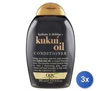 3X Ogx Après-Shampooing Pour Cheveux 385 ML. Huile De Kukui