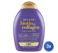 3x Ogx Shampooing 385 Ml. Biotine & Collagène