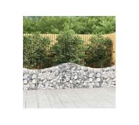Vidaxl Paniers À Gabions Arqués 3 Pcs 200x30x60/80 Cm Fer Galvanisé