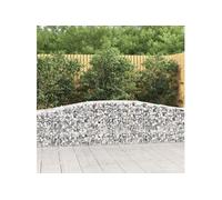 3x Paniers à Gabions Arqués Cages à Gabions Arquées Murs de Gabion Barrières de Jardin Terrasse Extérieur 400x50x60/80 cm Fer Galvanisé