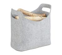 3x Paniers bûche Rangement bois feutre cheminée Sac Cabas Corbeille Panière gris