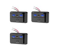 3X Panneau de Chargeur 66 W 12 V à Montage Mural QC3.0 + PD3.0 + QC3.0 Prise USB Prise de Courant pour Voiture, Bus , Camping-Car, Camion