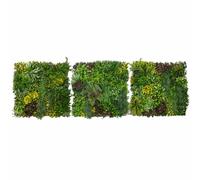 3X Panneau Mural Végétal Artificiel 100cm x 100 cm Cassia Feuillage Fleur Verdure Carreau Intérieur Extérieur Résistant Aux Intempéries & UV Privée Décor Jardin Maison Fermoirs Fixations INCLUSES