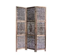 Paravent Séparateur Interieur Diviseur 3 Pan Cloison en Bois Brun Homestyle4u