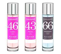 3x Parfums de Femme Caravan Nº43 Nº46 de 150ml et Parfum d'Homme Nº66 - 150ml