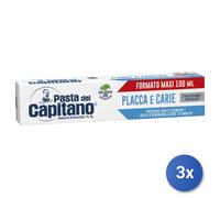 3X Pâte Capitano Dentifrice 100 Ml. Plaque Et Carie Bleue Fabriqué En Italie