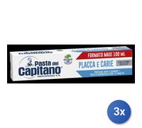 3X Pâte Capitano Dentifrice 100 Ml. Plaque Et Carie Bleue Fabriqué En Italie