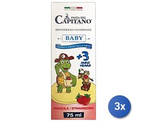 3X Pâte Capitano Dentifrice 75 Ml Junior 3+ Fraise