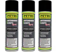 3x PETEC 73150 Protection Anti-Rouille Sous-Caisse Bitume Noir Spray 500 ml