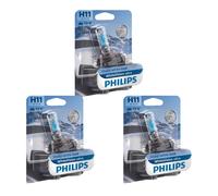 3X PHILIPS WHITEVISION ULTRA H11 HALOGEN 55W 12V AMPOULES AUTO