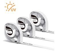 3x Phomemo P12&P12-Pro Étiquettes originales transfert thermique 12mm x 4m Noir sur Blanc Q5-231 Résistantes à la chaleur Auto-adhésives pour imprimantes d'étiquettes Phomemo P12&P12 Pro