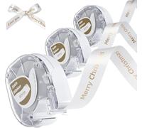 3X Phomemo P12 P12 Ruban Satin Compatible avec Dymo LetraTag LT-100H,LT-100T, 200B & Phomemo P12/P12Pro/LT12 Etiqueteuse, 2mm x 2m pour Noël, anniversaire, mariage, cadeau et décoration de fête, Blanc