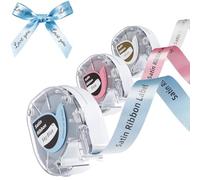 3X Phomemo P12 Ruban Satin Compatible avec Dymo LetraTag LT-100H,LT-100T, 200B & P12/P12Pro/LT12 Etiqueteuse, 2mm x 2m pour Noël, anniversaire, mariage, cadeau et décoration de fête, Bleu/Rose/Blanc