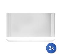 3X Plateaux Rectangulaires En Porcelaine Blanche 28X15 Cm H&H