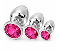 3x Plug Anale,Bouchon Anal Set,Plug anale avec diamant en cristal Rose rouge,Plug Anals Premium Sextoys en Acier metal,pour Femme ou Homme Débutant Sextoys…