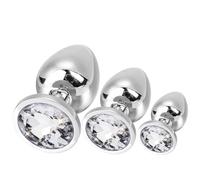 3x Plug Anale,Bouchon Anal Set,Plug anale avec diamant en cristal transparent,Plug Anals Premium Sextoys en Acier metal,pour Femme ou Homme Débutant Sextoys…