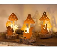 3x porte-bougies à réchaud "Automne" en métal aspect rouille, 13 cm de haut, verre à bougie, décoration de table, photophore