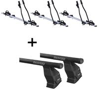 3x porte-vélos SAGITTAR + barres de toit Menabo Tema acier compatibles avec Citroen Jumpy (fourgon) jusqu'à 2006