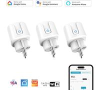 3x Prise intelligente WiFi WLAN avec mesure de l'intensité et commande vocale, minuterie, application SmartLife, Mini Smart Plug, Alexa & Google