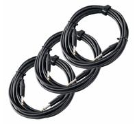 3x Professionnel Câble Audio Jack 6.35 mm (1/4'') pour Guitare Mâle Mono 6m Noir