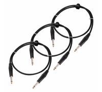Pronomic Set de 3 Stage INST-0,5 Câble Instrument 0,5m (Jack 6,3 mm, câble de liaison, guitare, embouts plaqués or, décharge de traction à pince) noir