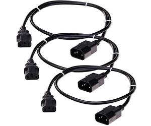 3X Pronomic IECIEC-0,5 Câble d’Extension Secteur 0,5m (Connecteur C14 vers Prise C13, très Flexible)