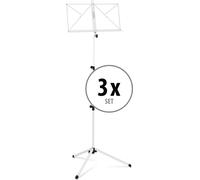 3x Pupitre Musique Partitions Trepied Haute Reglable Pliable Metal Blanc Set