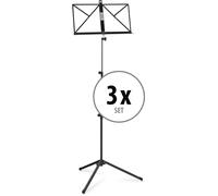 3x Pupitre Musique Partitions Trepied Haute Reglable Pliable Metal Noir Set