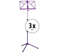 3x Pupitre Musique Partitions Trepied Reglable Pliable 130cm Stand Metal Violet