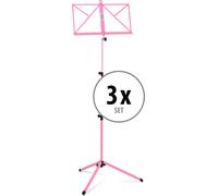 3x Pupitre Musique Partitions Trepied Reglable Pliable 65-130cm Stand Metal Rose